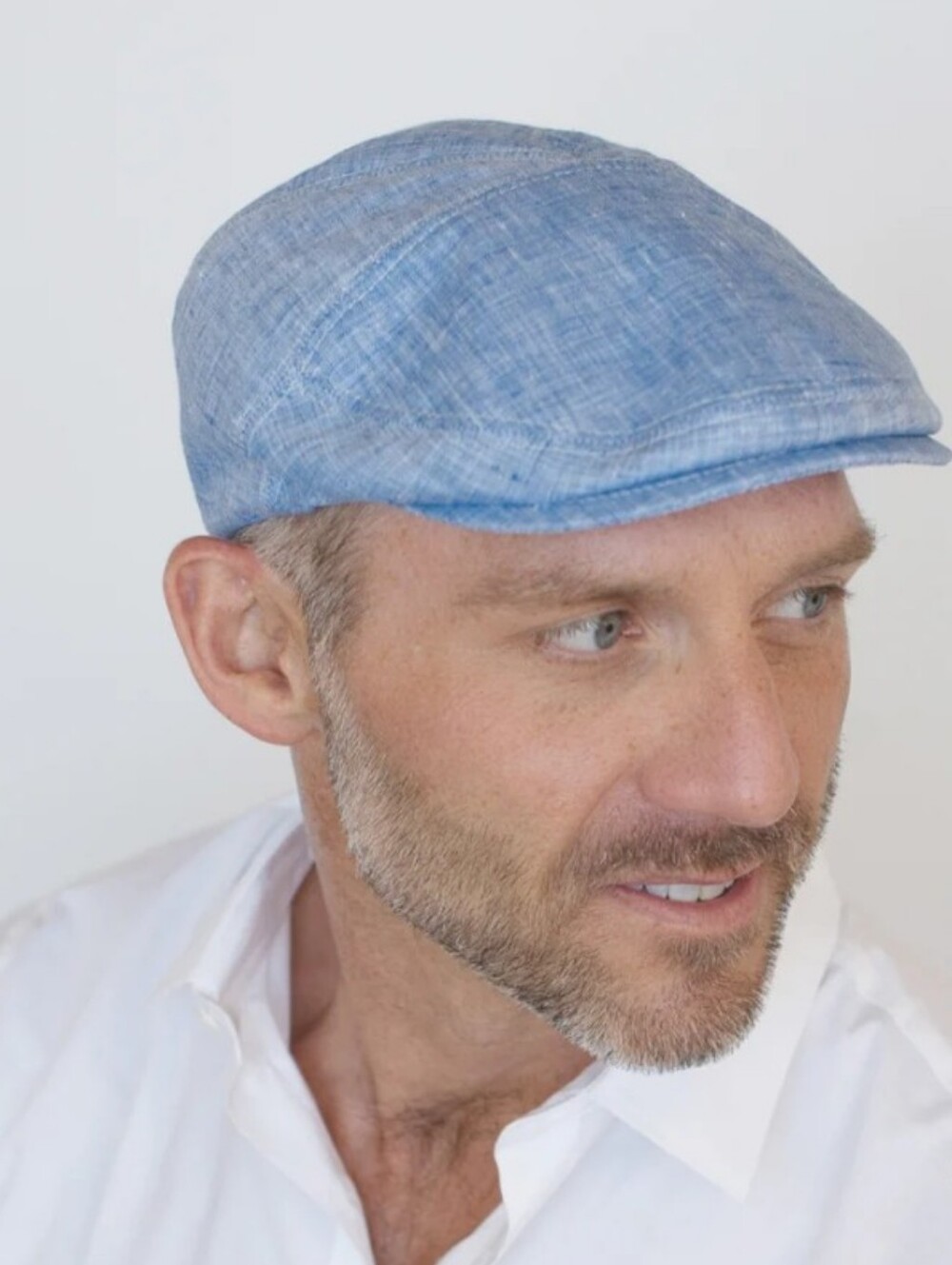 Scala Men's Light Blue Denim 100percent Cotton Flat Cap In XL